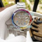 Replica Rolex Datejust SS Diamond Dial Rainbow Bezel Watch 40MM